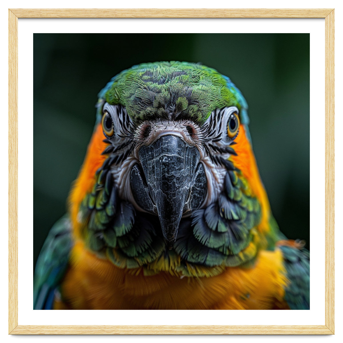 Blue And Gold Macaw Face Focused Portrait