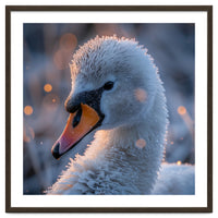 Close Up Frosty Swan Head During Golden Hour