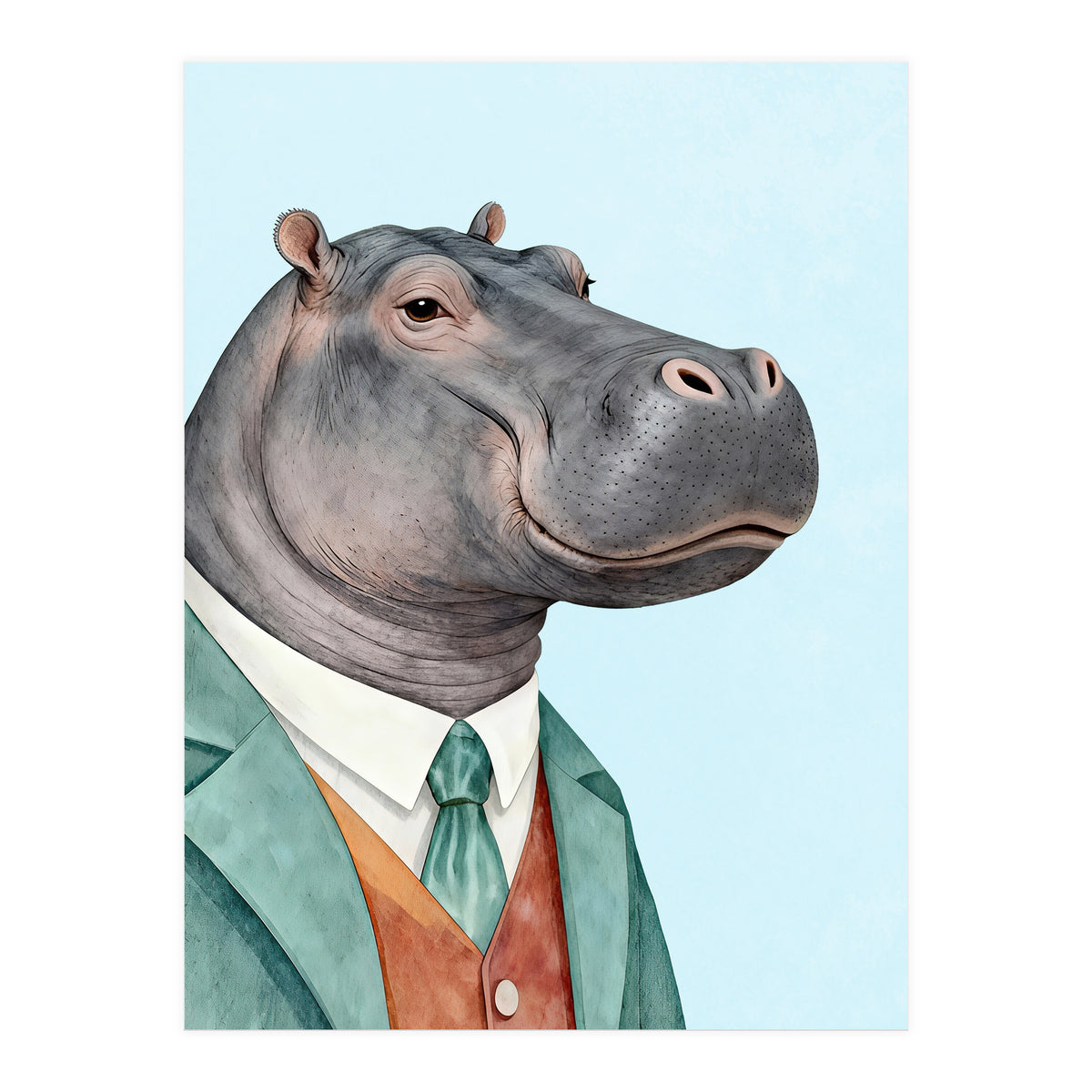 Hippopotamus in Suit (Print Only)