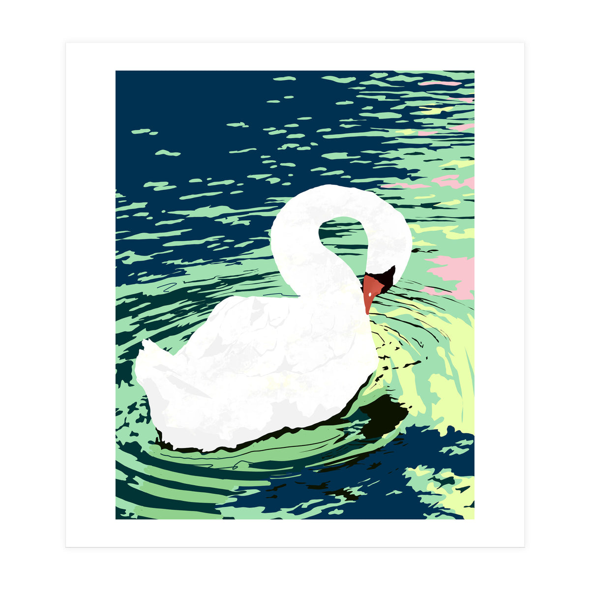 Self Reliance, Swan Birds Painting, Self Esteem Self Love Positivity, Proud Freedom Independence Wildlife Animals (Print Only)