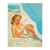 Pinup Sexy Blonde On The Beach (Print Only) thumbnail
