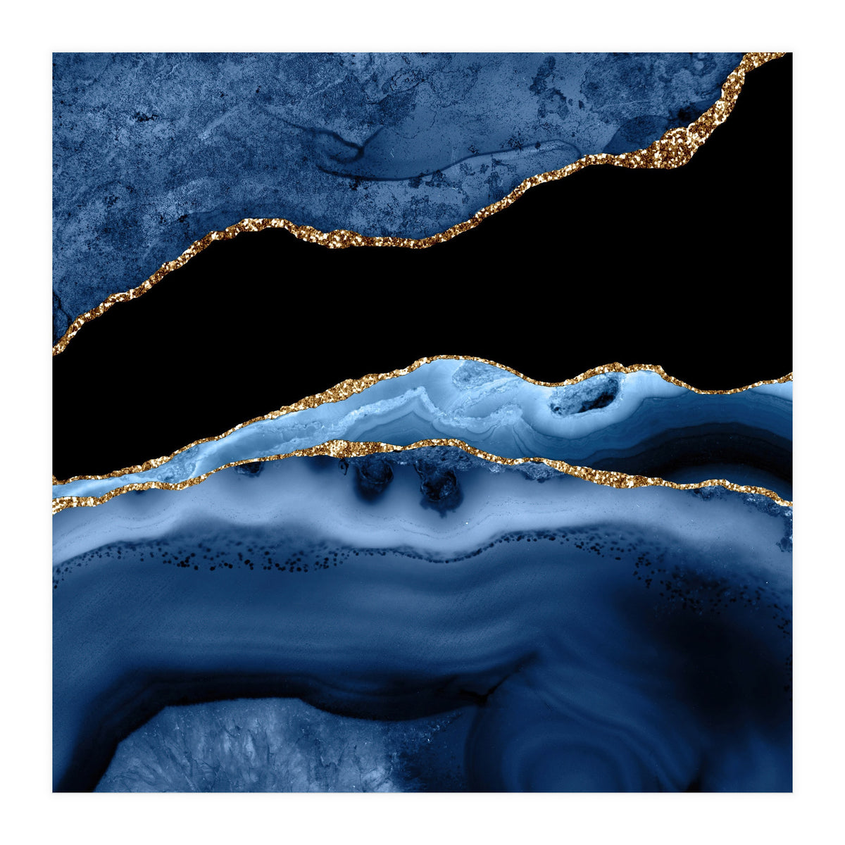 Navy & Gold Agate Texture 13  (Print Only)