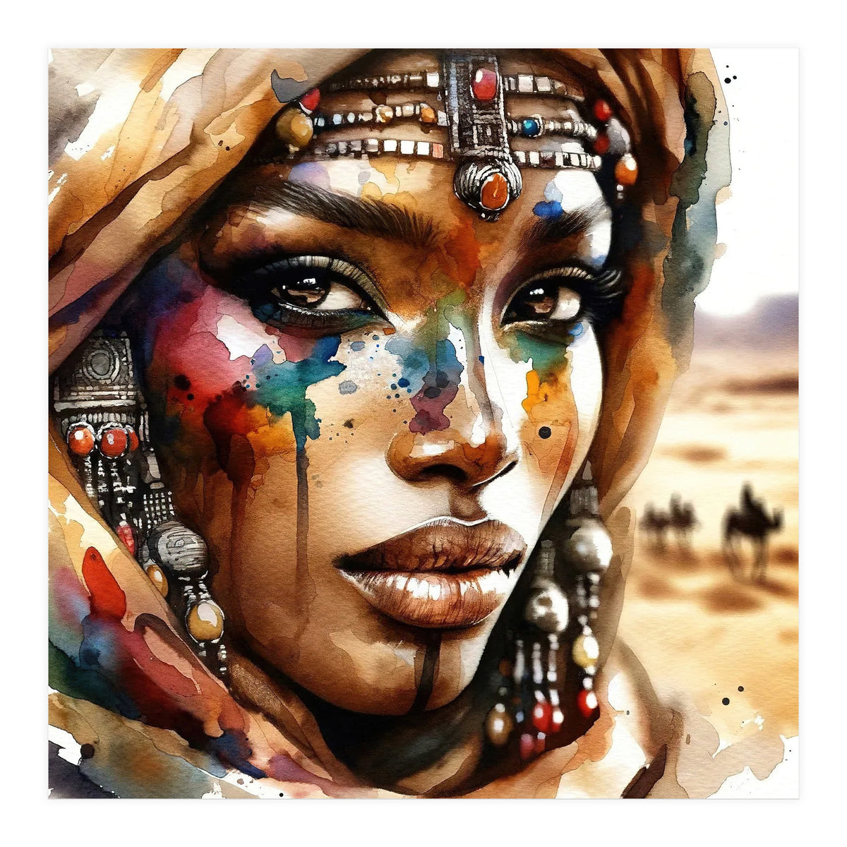 Desert Jewels Tuareg Woman Portrait (Print Only)