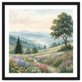 Serene Mountain Meadow Watercolor Landscape thumbnail