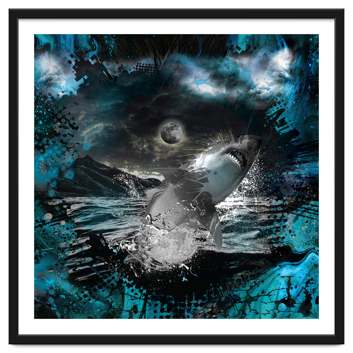 Shark Blue Moon Ocean Splash