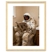 Retro AstronautReading Newspaper, Toilet Humor, Astronaut on Toilet