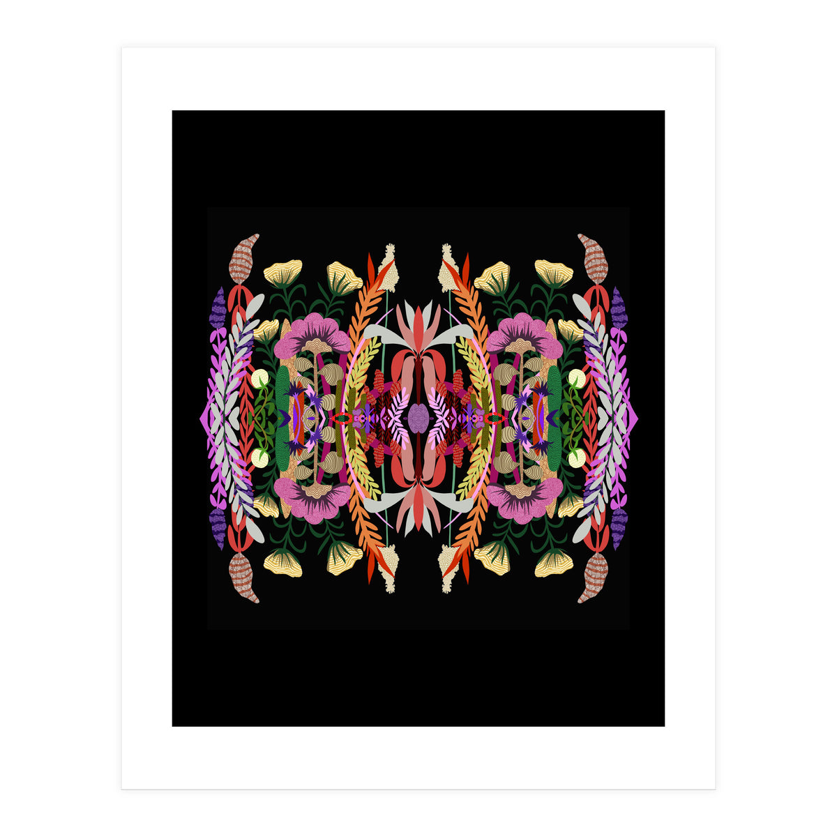 The Butterfly Effect Series 01, Paint Blot Mirror Colorful, Symmetrical Graphic, Eclectic Mandala (Print Only)