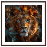 Close Up Majestic Lion Face Amidst Foliage thumbnail