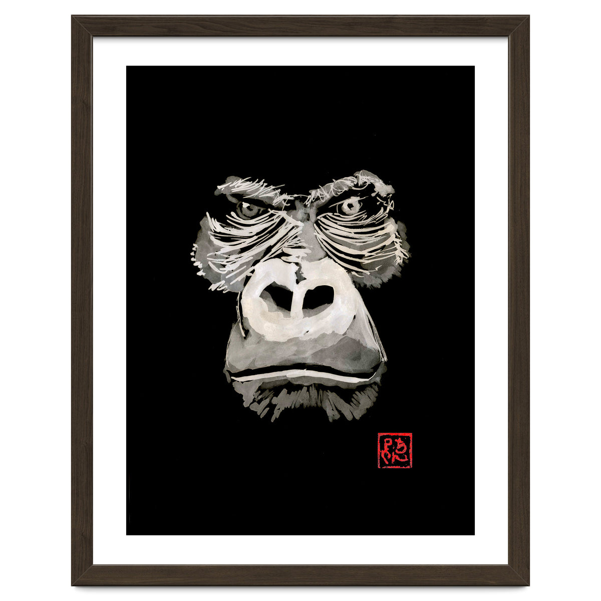 Angry Gorilla White In Black
