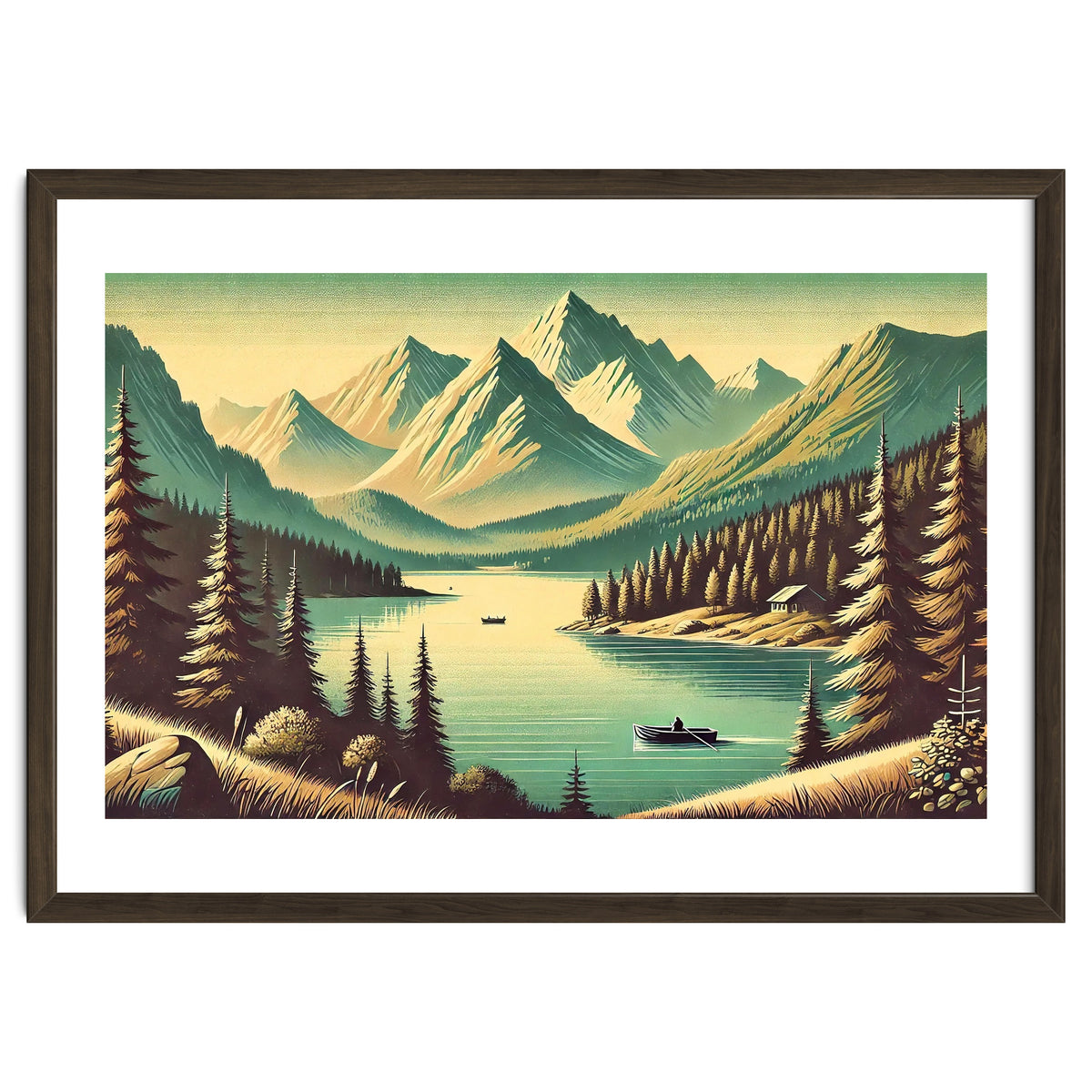Vintage Alpine Lake Poster