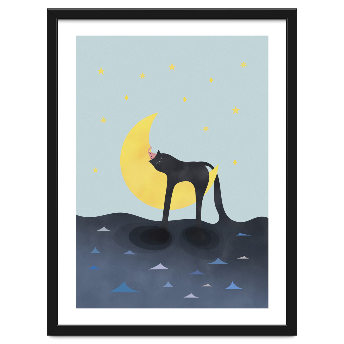 Beauty Sleep - Melting Cat on the crescent moon