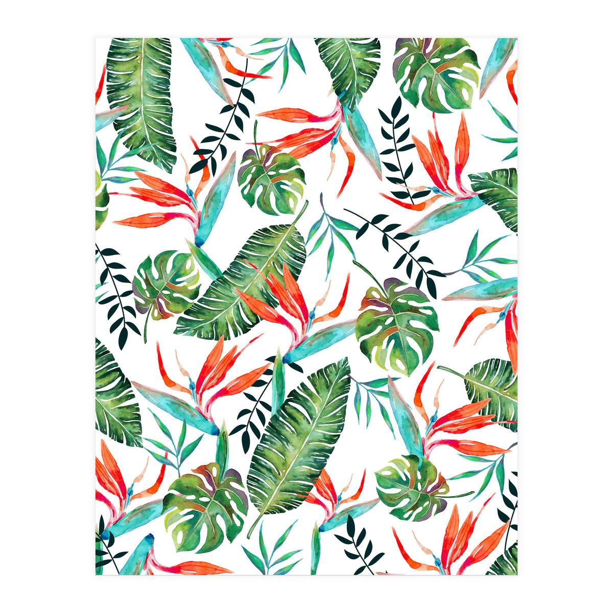 A New Paradise #Bird of paradise painted tropical art & pattern (Print Only)