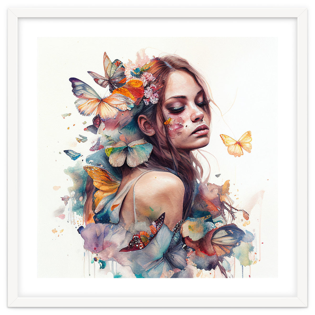 Butterfly Muse Watercolor Portrait