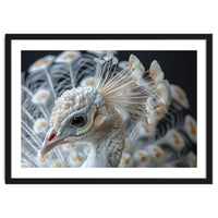 Close Up Albino Peacock Bird Portrait