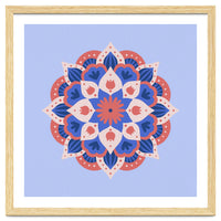 Mandala flower - blue and coral