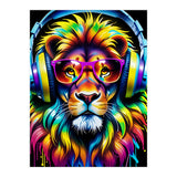 A Lion In Glasses Listens To Music (Print Only) thumbnail