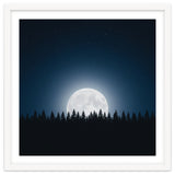 Midnight Serenity: Full Moon Over Forest Silhouettes thumbnail