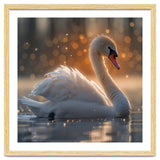 Majestic Swan Gliding On Water During Sunset Golden Hour Wildlife thumbnail