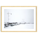 Street light and Bench in Winter snowscape thumbnail