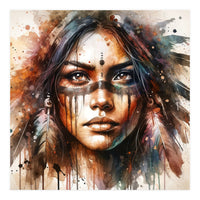 Powerful Tribal Warrior Woman Masked Gaze (Print Only)