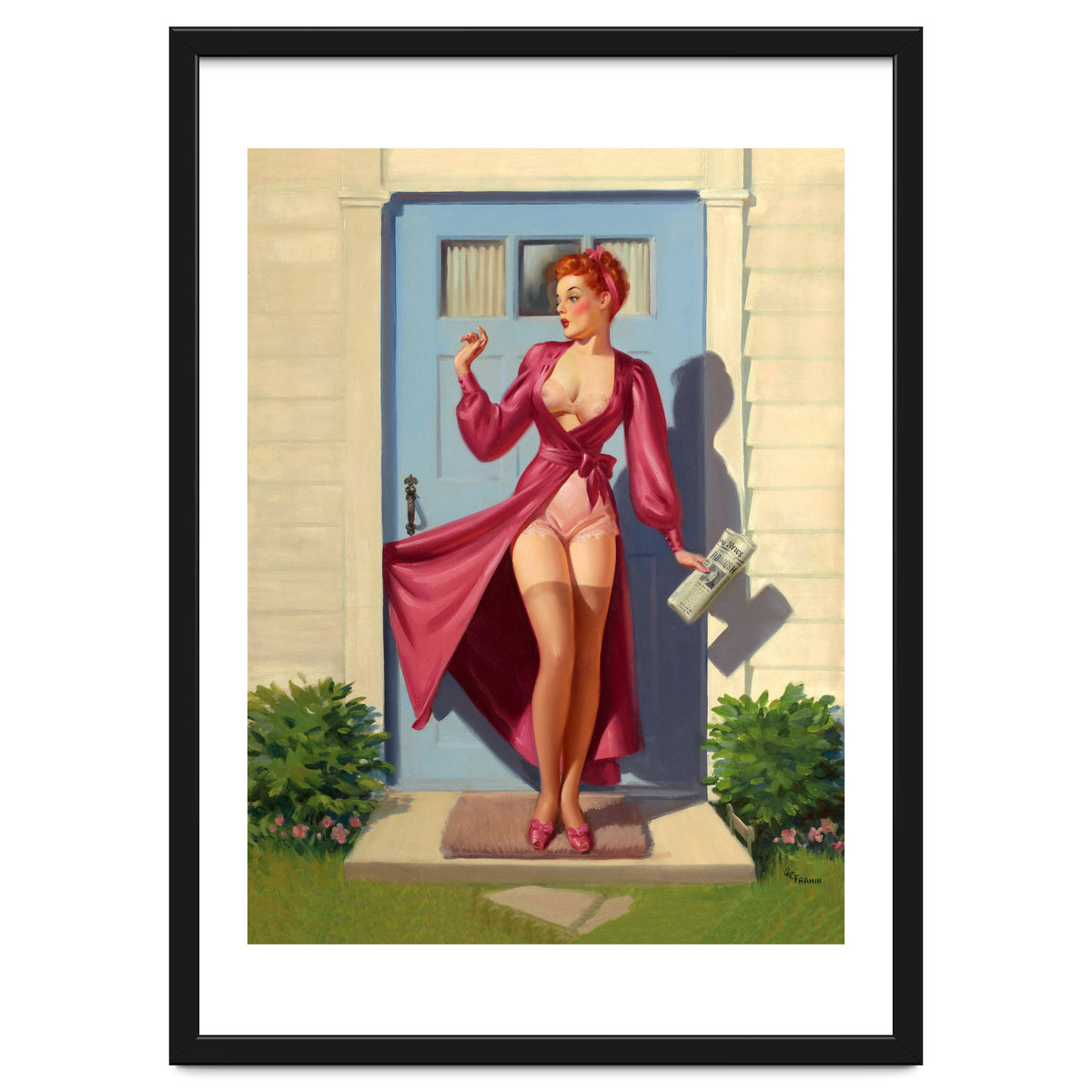 Pinup Girl With Accident At Her Door