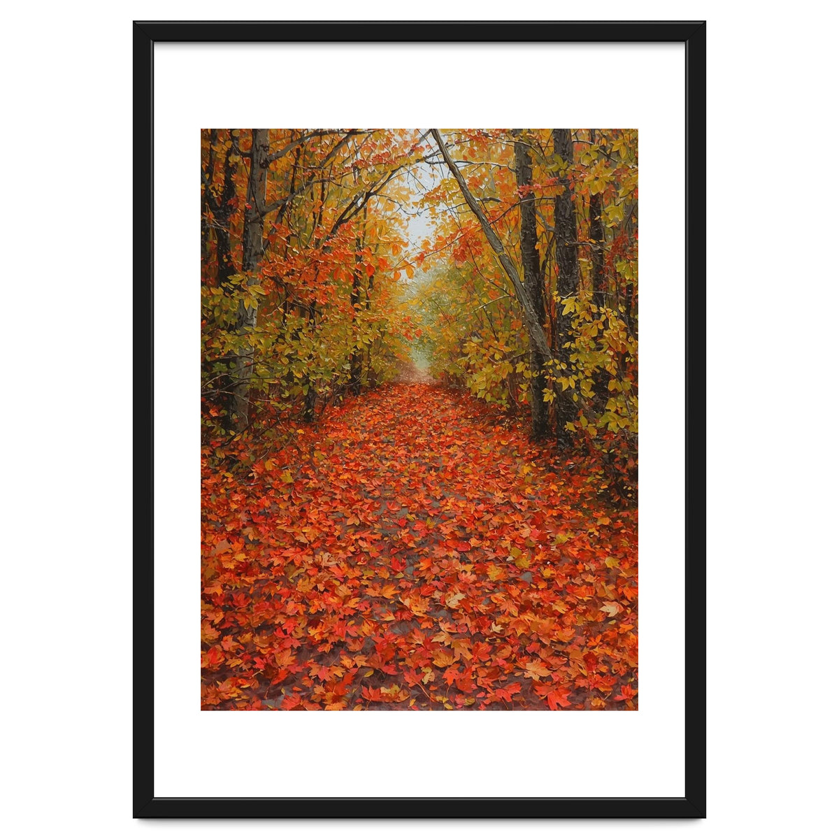Lush Autumn Forest Path Covered