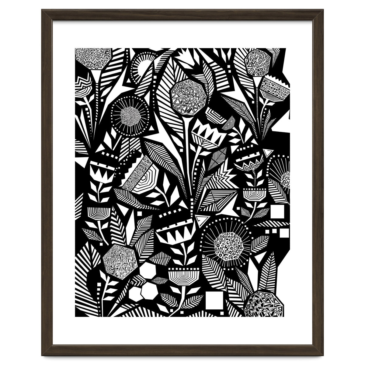 African Tribal, Black & White Abstract Drawing Sketch Line Art, Rustic Botanical Illustration, Bohemian Eclectic Scandinavian Vintage Bold