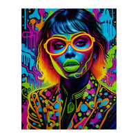 Girl In Glasses Neon Graffiti Art (Print Only)