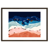 Ocean Heart, Abstract Sea Waves, Tropical Travel Watercolor Painting, Eclectic Bohemian Beach Nature thumbnail