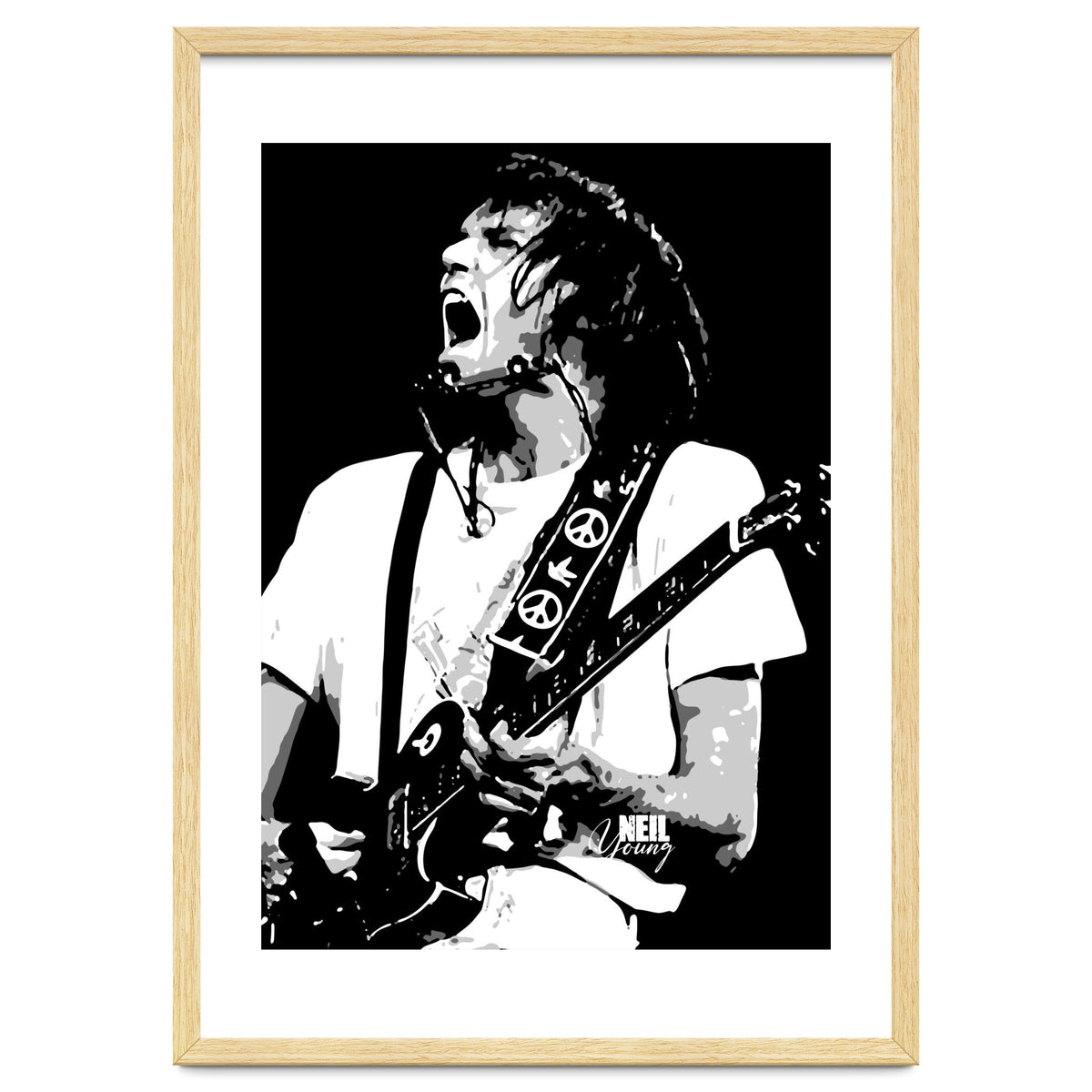Neil Young Musician Legend in Grayscale