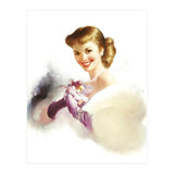 Beautiful Smiling Lady In White (Print Only) thumbnail