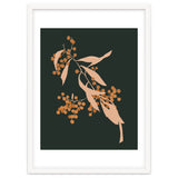 The Blooming Touch, Botanical Vintage Illustration, Dark Blush Bohemian Painting, Plants Nature Eclectic Classy Scandinavian thumbnail