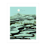 Dreamy Lake, Pastel Nature Botanical Jungle Landscape, Travel Pond Forest Plants Bohemian, Eclectic Scenic (Print Only) thumbnail