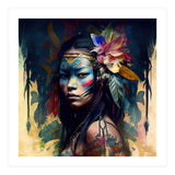 Floral Native Asian Warrior Portrait (Print Only) thumbnail