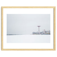 Amusement park in the winter seascape