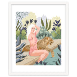 How to Train Your Leopard, Wild Cat Bohemian Woman Painting, Swimming Pool Bikini Summer Swim Animal thumbnail