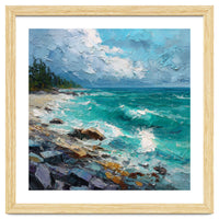 Coastal Turquoise Shoreline with Crashing Ocean Waves