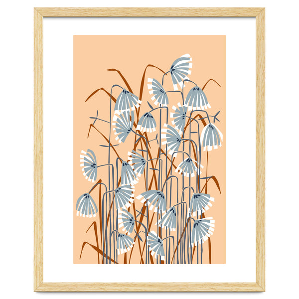 Linocut Flower Meadow Peach Fuzz