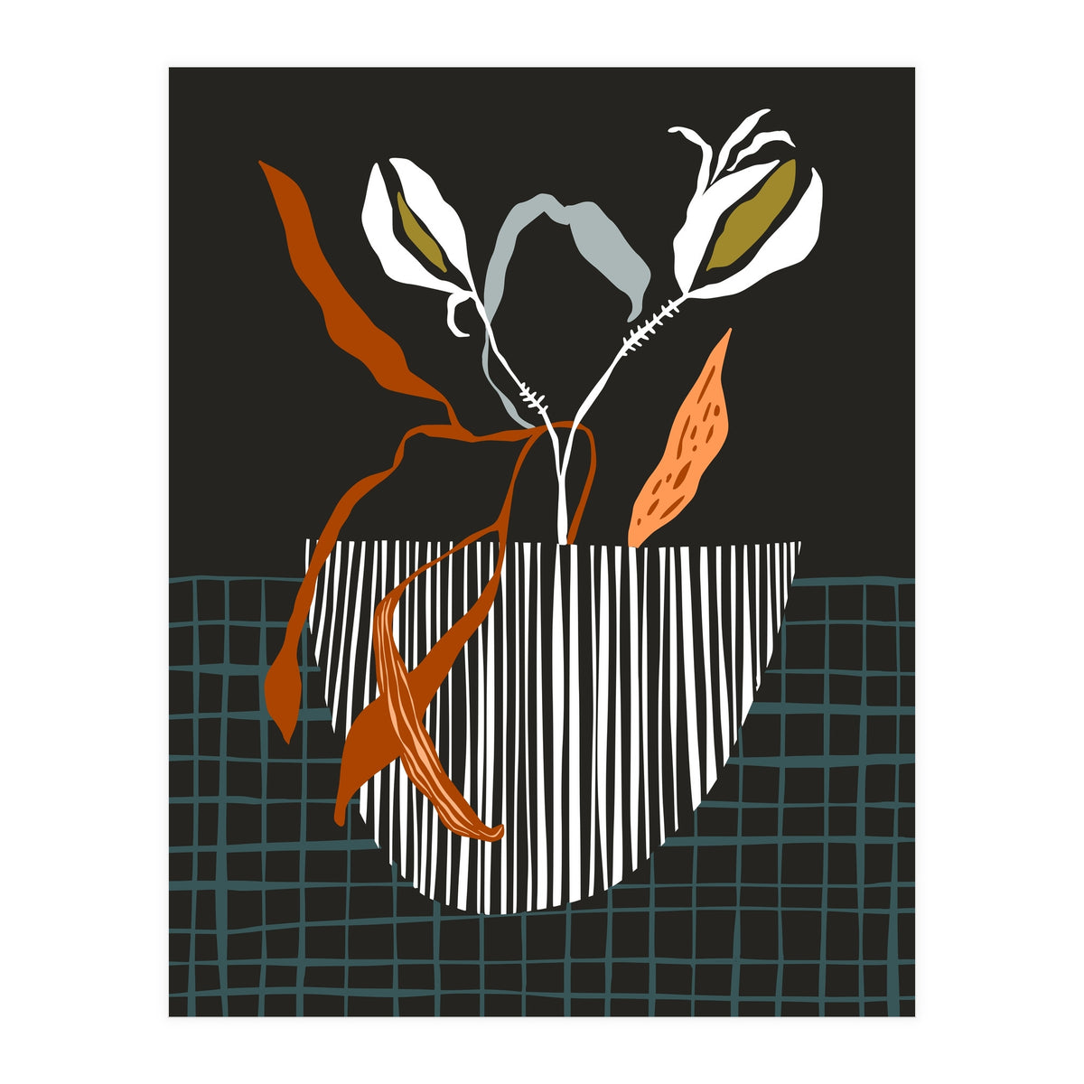 Midcentury plant pot dark (Print Only)