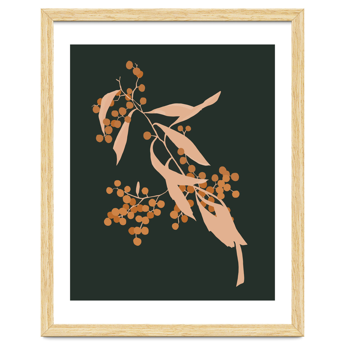 The Blooming Touch, Botanical Vintage Illustration, Dark Blush Bohemian Painting, Plants Nature Eclectic Classy Scandinavian