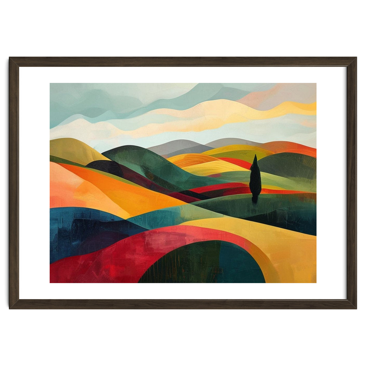 Abstract Tuscan Hills Landscape Painting