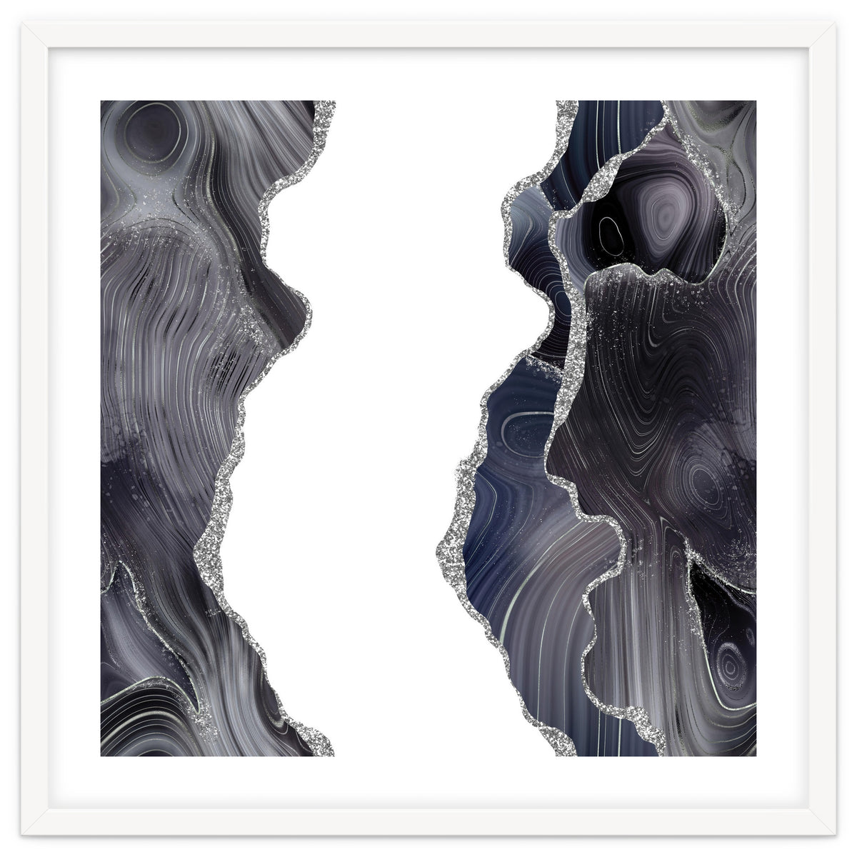 Black & Silver Glitter Agate Texture 05