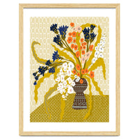 Floral Contemporary Still Life Mustard Yellow