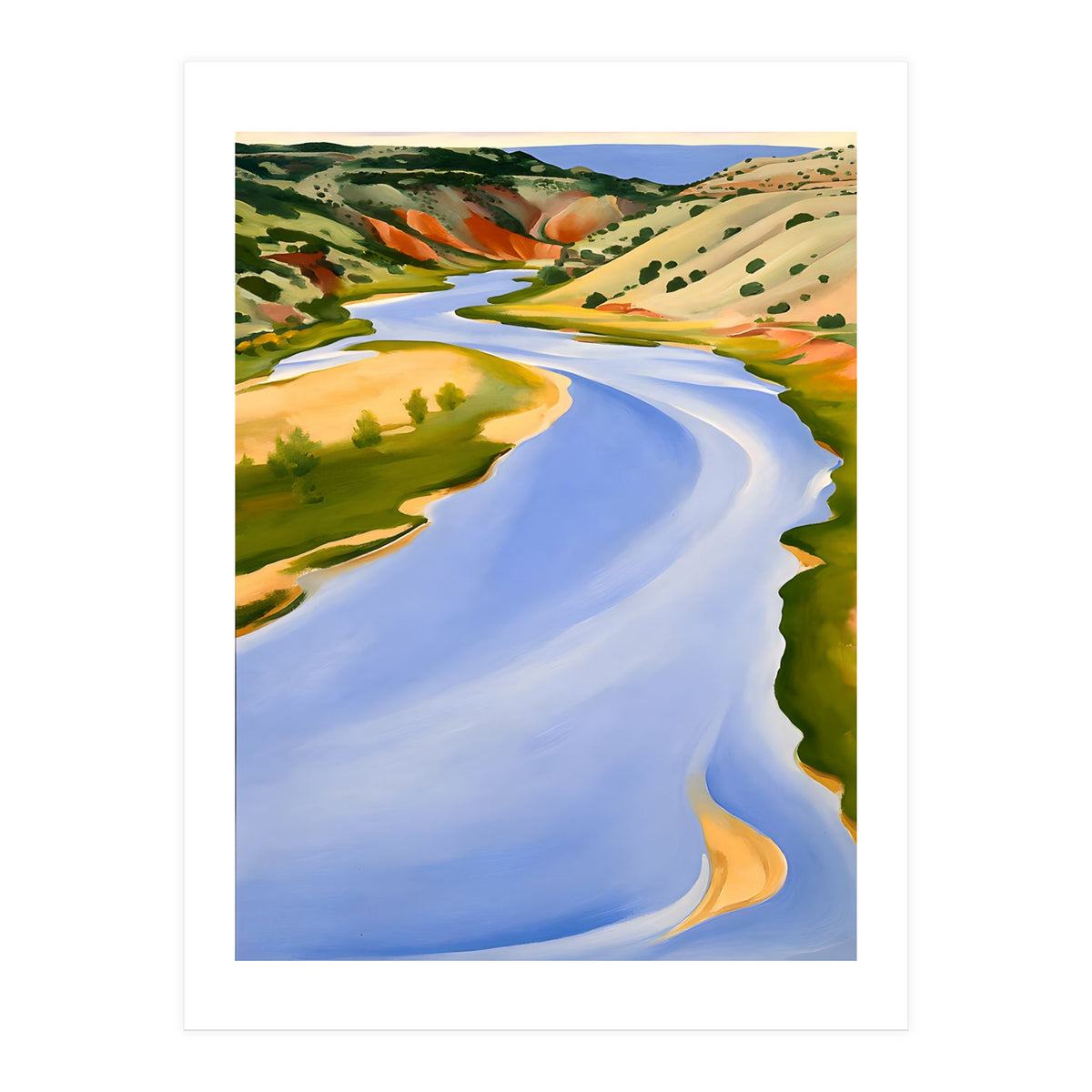 Georgia O’Keeffe – Chama River, Ghost Ranch (1937) | Serene Southwestern Landscape in Bold Modernist Forms (Print Only)