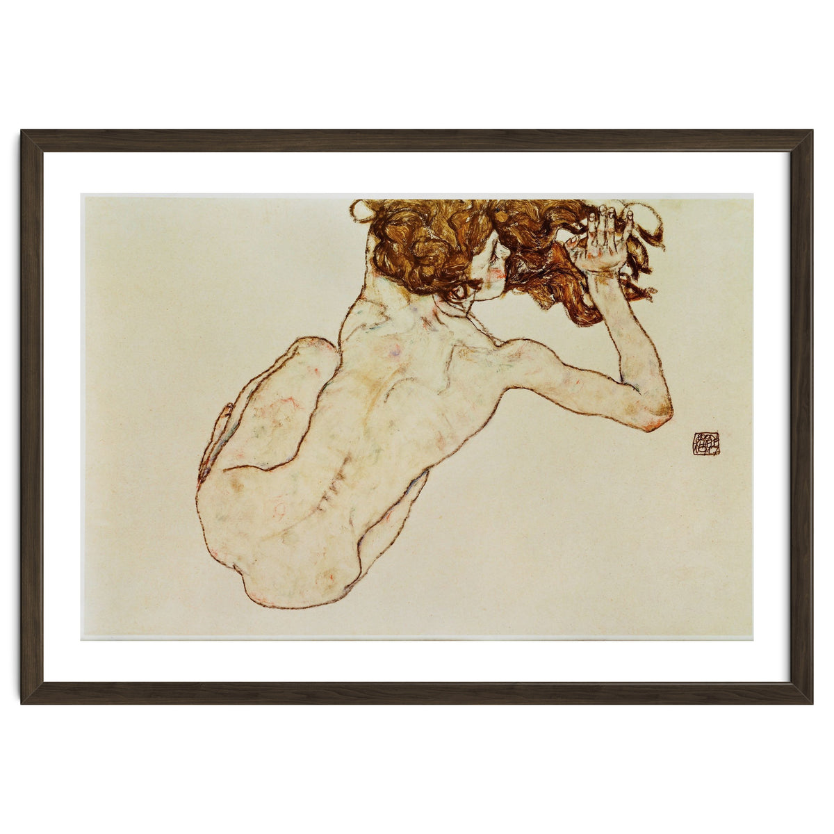 Kauernder Rueckenakt - Crouching nude,back view,1917. Gouache and pencil, 29,5 x 45 cm.