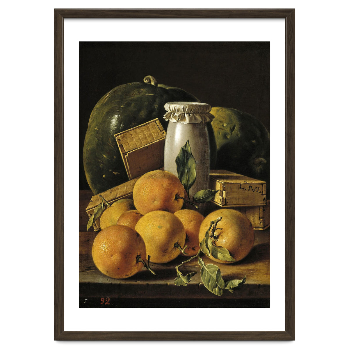 Luis Egidio Meléndez / 'Still Life of Oranges, Watermelon, a Pot, and Boxes of Cake', ca.  1760.