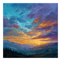 Ethereal Alpine Sunset Over Distant Peaks (Print Only)