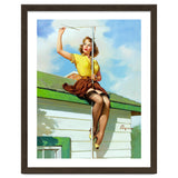 Pinup Sexy Girl Setting Up The Antenna On The Roof thumbnail