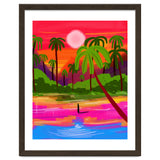 My Shadow & I, Sunset Painting Lake Beach Seashore, Tropical Nature Landscape Colorful Bohemian Traditional, Travel Concept Companion thumbnail