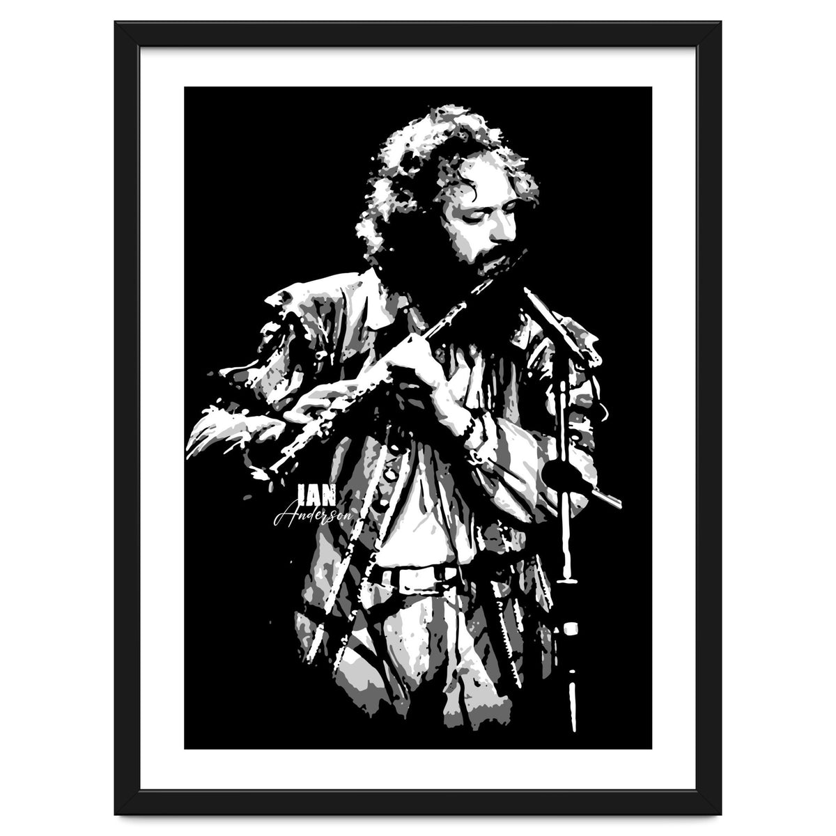 Ian Anderson Rock Music Legend in Grayscale 2